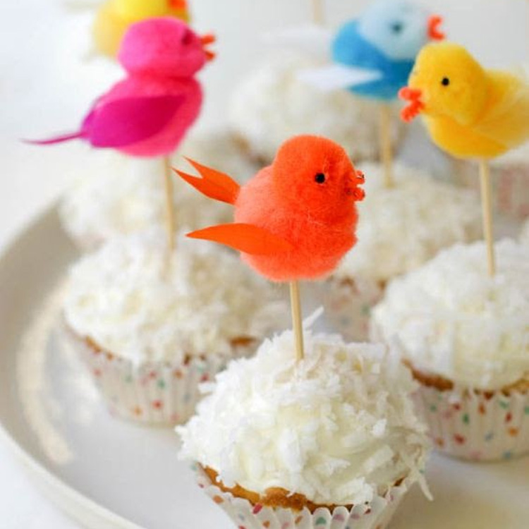 Bebê e Tal - Batizado - toppers de passárinhos para cupcakes