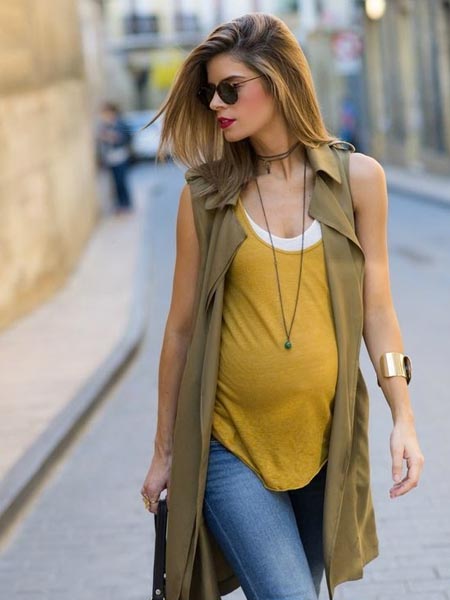 Colete alongado- Looks fashion para gestante - Bebê e tal