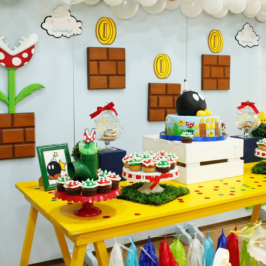 mesa de doces festa super mario bros bebê e tal